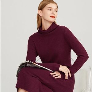 Edelweiss 100% cashmere arc hem burgundy dress